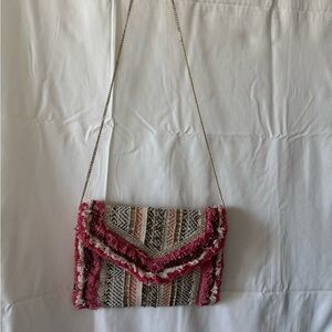 VERSONA Unique Crossbody Purse, Coral & Gold, Metal Strap, NWOT